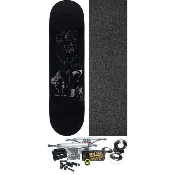 5Boro NYC Skateboards Marx / Nardelli NY Heads Black Skateboard Deck - 8.375" x 32" - Complete Skateboard Bundle